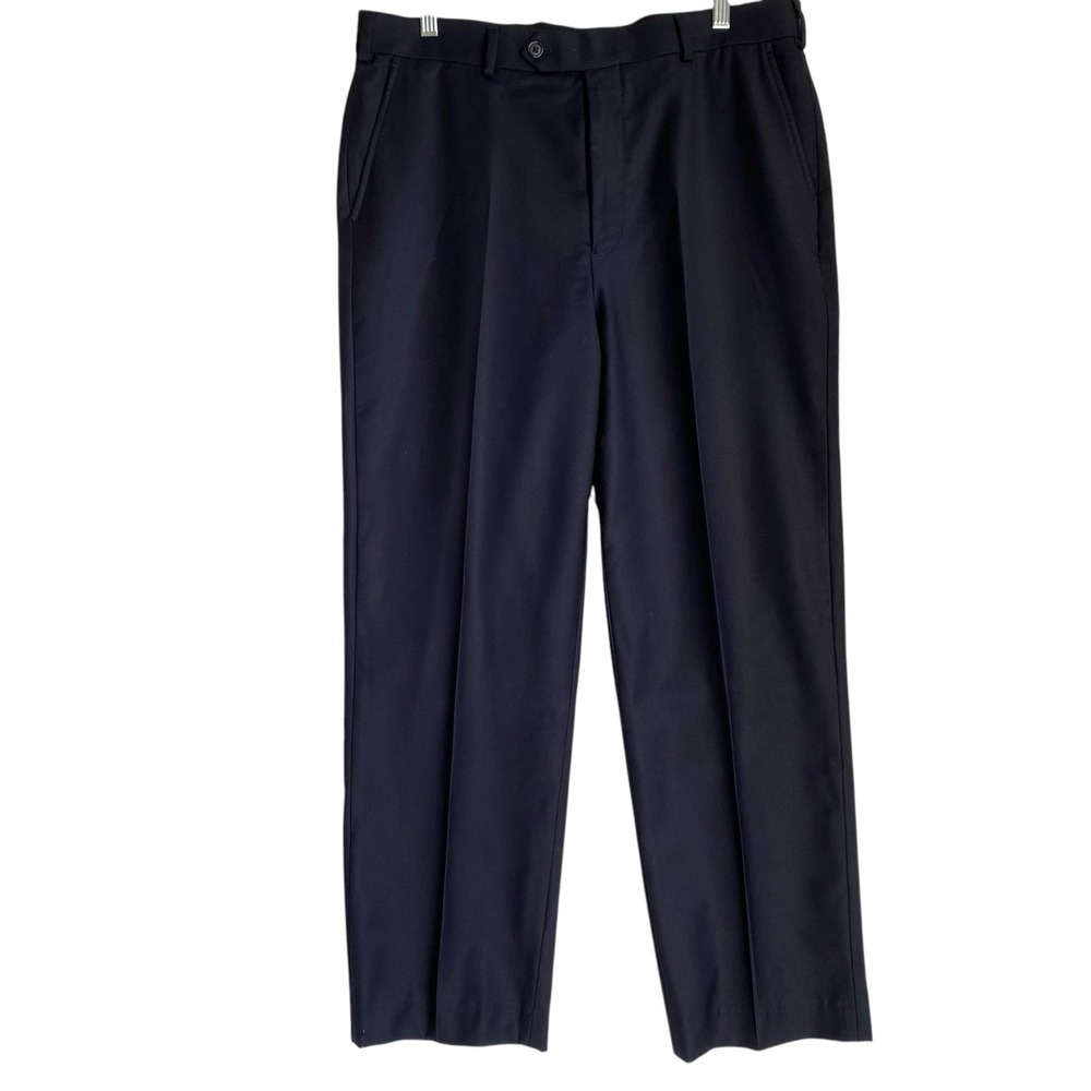 Brooks Brothers x NetJets Dress Pants Men 36x29 Navy Blue Wool Flat Front